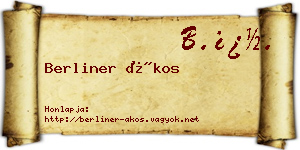 Berliner Ákos névjegykártya